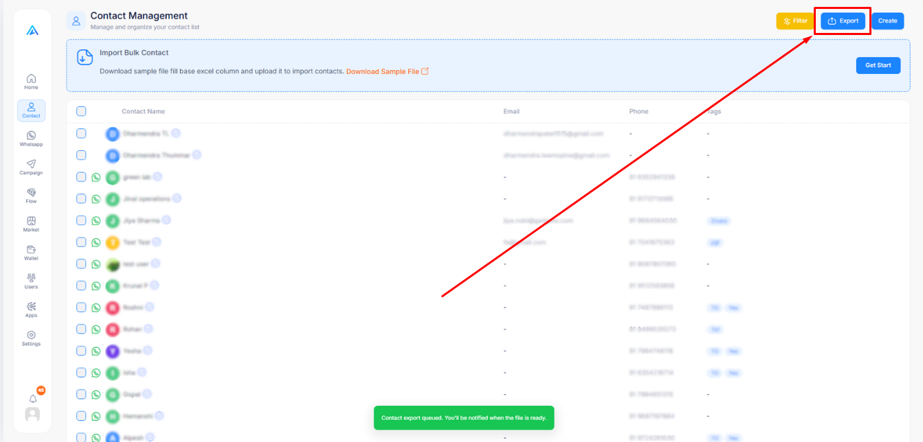 Export All Contacts