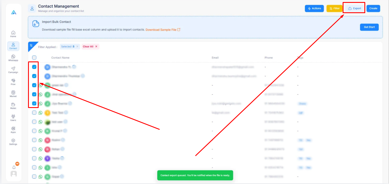 Export Selected Contacts