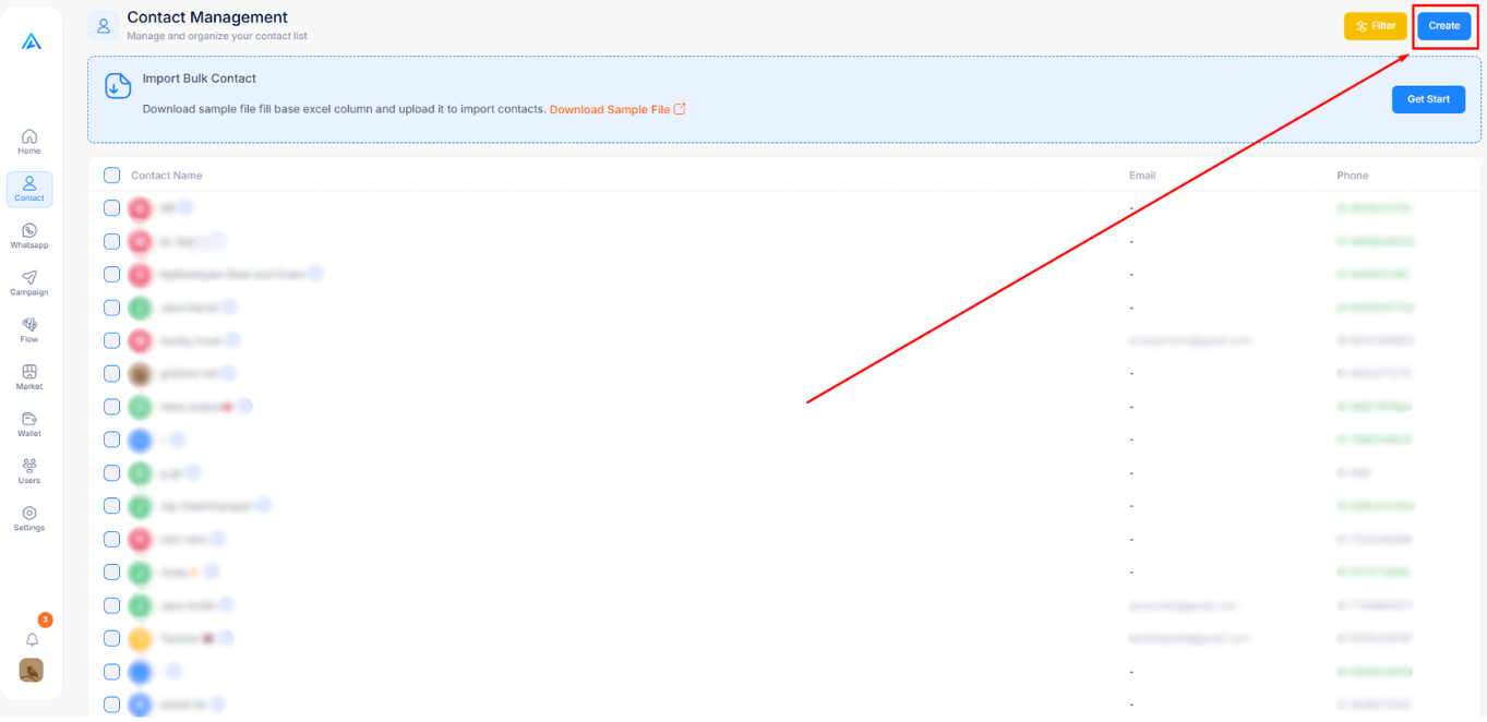 Create Contact Button